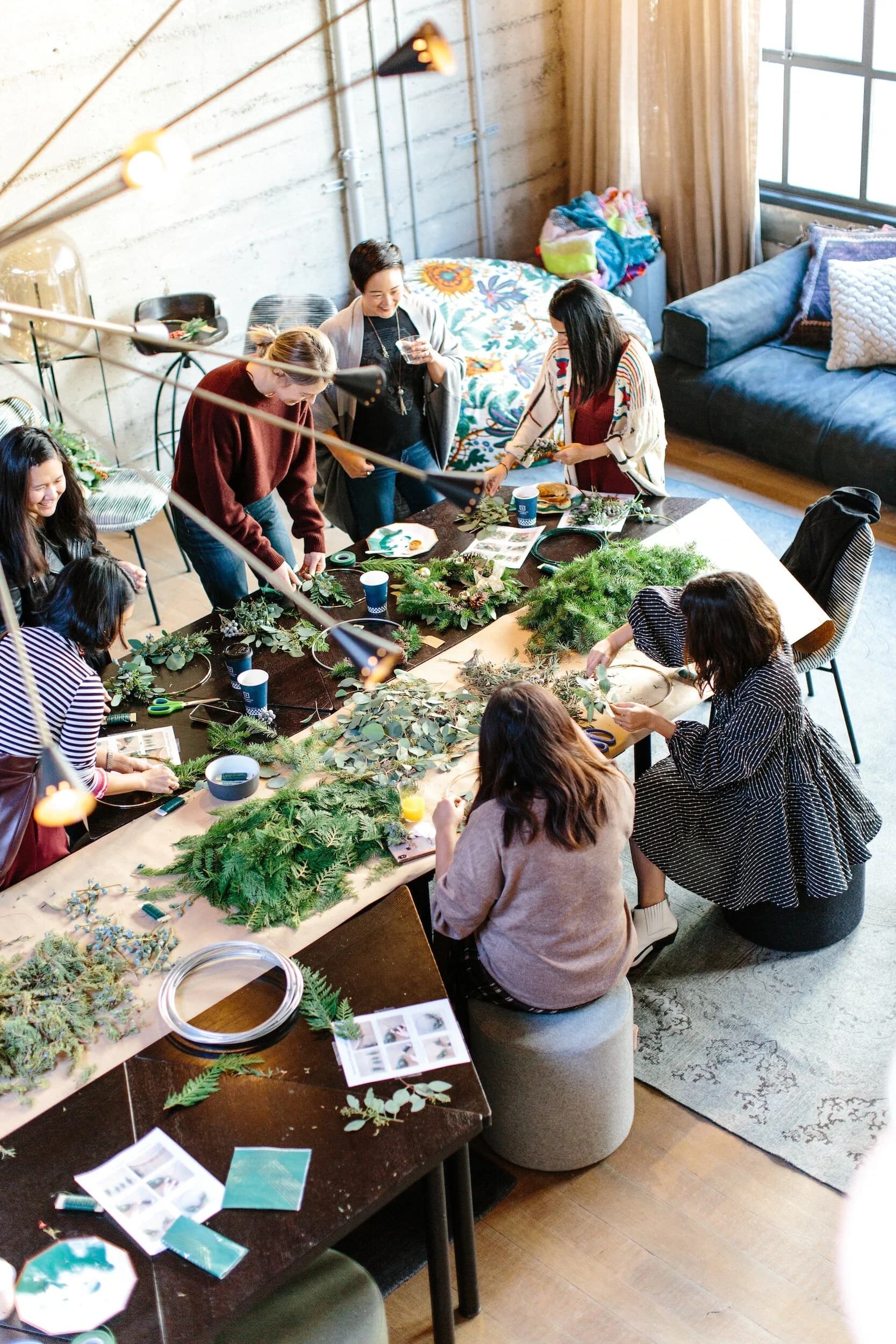 Group celebrating a birthday with a ceramics workshop