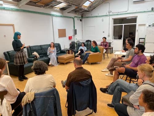 Students working on ceramics